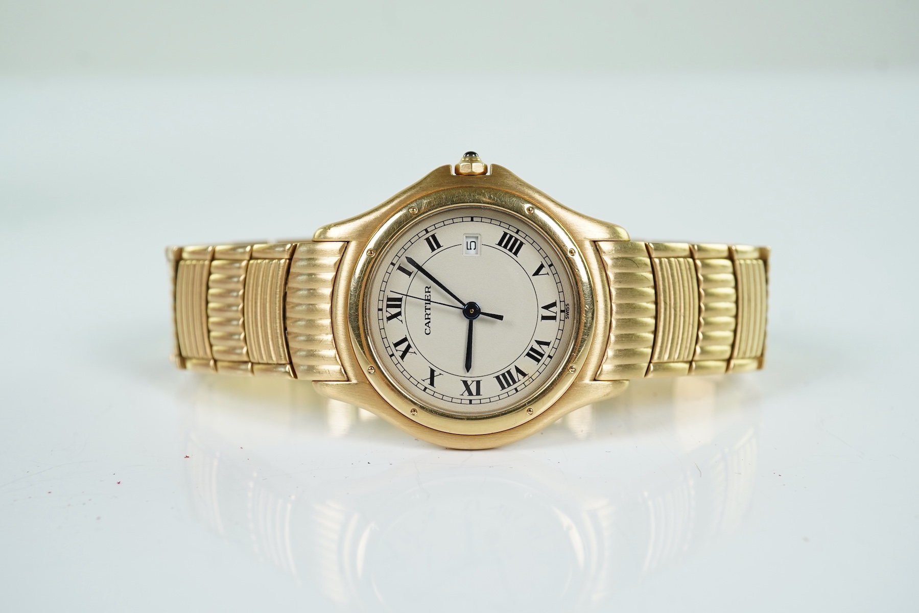 A gentleman's late 20th century 18k gold Cartier Cougar quartz wrist watch